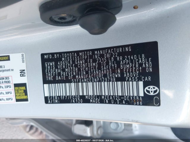 Toyota Corolla Se Nightshade Edition 2022 5YFS4MCE0NP129798 Image 9