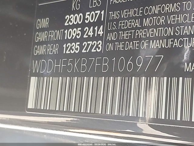 WDDHF5KB7FB106977 Mercedes-Benz E 350