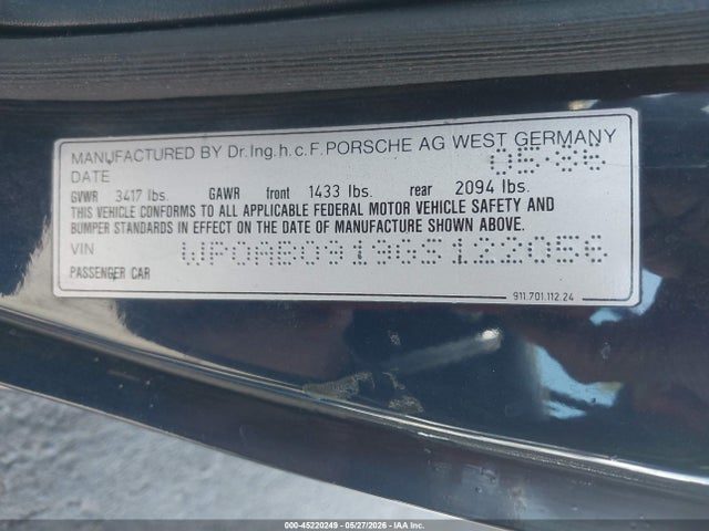 Aukcja sprzedaży 1986 Porsche 911 Carrera, vin: WP0AB0919GS122056, numer aukcji: 45220249