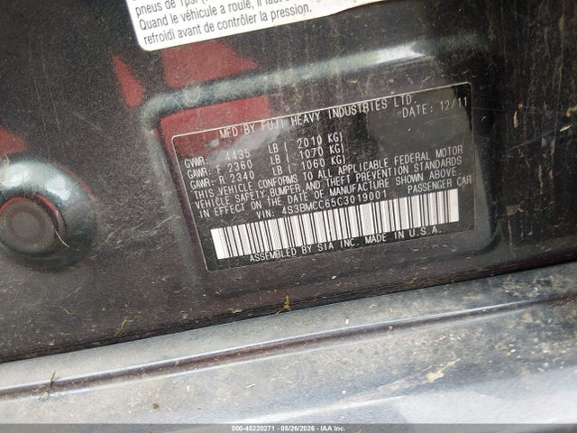 45220271 :رقم المزاد ، 4S3BMCC65C3019001 vin ، 2012 Subaru Legacy 2.5i Premium مزاد بيع