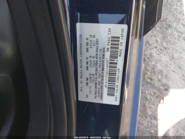 Aukcja sprzedaży 2016 Mazda Mazda6 I Touring, vin: JM1GJ1T50G1466007, numer aukcji: 45220275