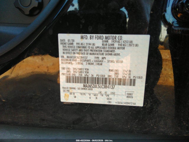 MAJ6S3JL5LC384137 Ford Ecosport Ses