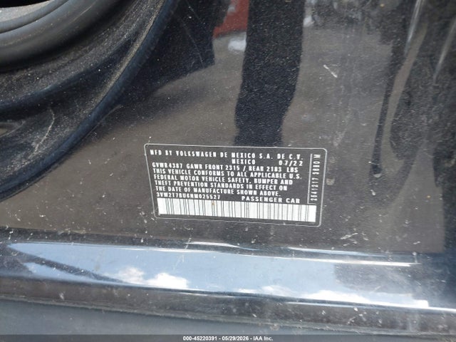 45220391 :رقم المزاد ، 3VW2T7BU6NM025527 vin ، 2022 Volkswagen Jetta Gli 2.0t Autobahn مزاد بيع