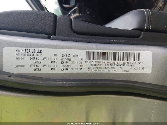 Aukcja sprzedaży 2015 Jeep Grand Cherokee Limited, vin: 1C4RJEBGXFC185225, numer aukcji: 45220520