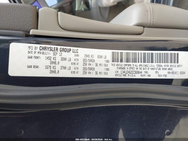 Aukcja sprzedaży 2013 Jeep Grand Cherokee Laredo, vin: 1C4RJEAG2DC569644, numer aukcji: 45220546