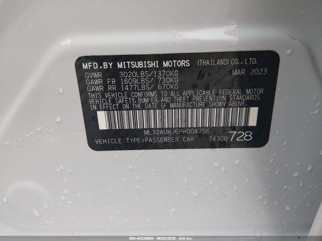 Mitsubishi MIRAGE ES 2023 ML32AUHJ6PH004756 Image 9