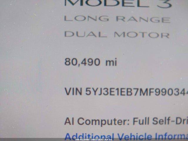 Tesla Model 3 Long Range 2021 5YJ3E1EB7MF990344 Image 14