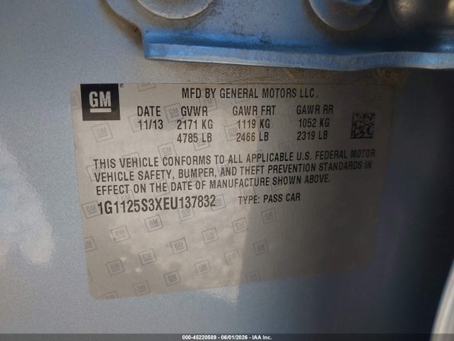 2014 Chevrolet Impala 2lt მანქანა იყიდება აუქციონზე, vin: 1G1125S3XEU137832, აუქციონის ნომერი: 45220589