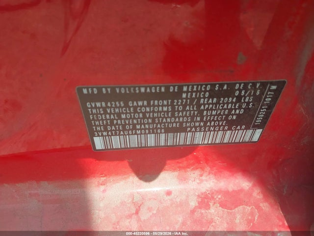 Продажа на аукционе авто 2015 Volkswagen Golf Gti 2.0t S 4-door, vin: 3VW4T7AU6FM091166, номер лота: 45220596