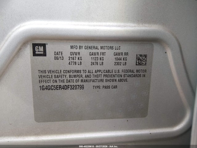 45220618 :رقم المزاد ، 1G4GC5ER4DF320799 vin ، 2013 Buick Lacrosse Leather Group مزاد بيع