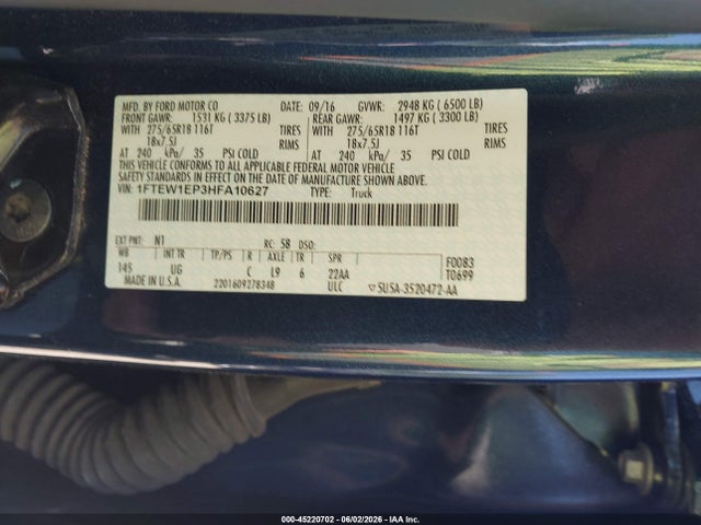 Aukcja sprzedaży 2017 Ford F-150 Xlt, vin: 1FTEW1EP3HFA10627, numer aukcji: 45220702