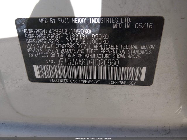 Subaru Impreza 2.0i 2016 JF1GJAA61GH020960 Image 9