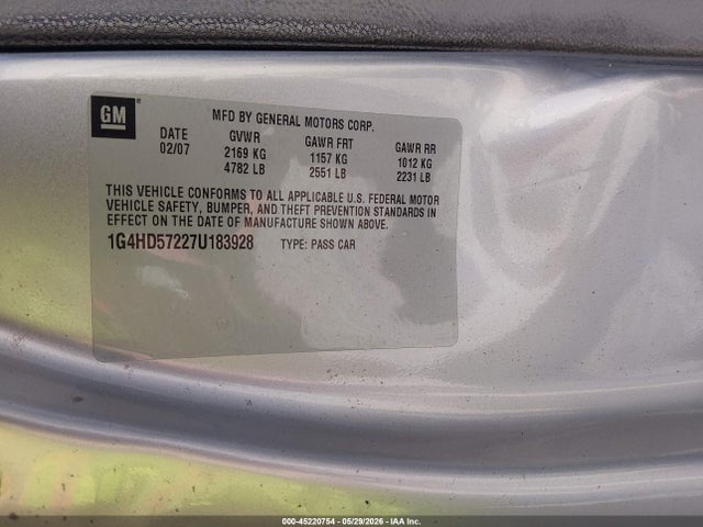 Продажа на аукционе авто 2007 Buick Lucerne Cxl, vin: 1G4HD57227U183928, номер лота: 45220754