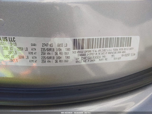 Продажа на аукционе авто 2020 Chrysler Pacifica Limited, vin: 2C4RC1GGXLR101614, номер лота: 45220820