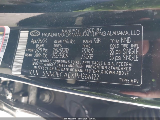 Aukcja sprzedaży 2023 Hyundai Tucson Limited, vin: 5NMJECAEXPH266122, numer aukcji: 45220845