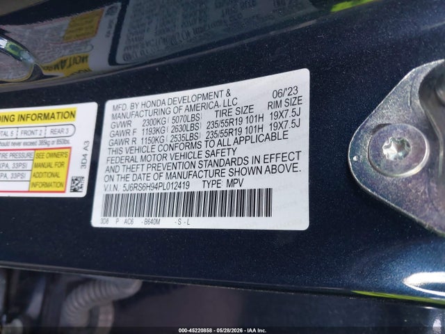 5J6RS6H94PL012419 Honda Cr-v Hybrid Sport Touring