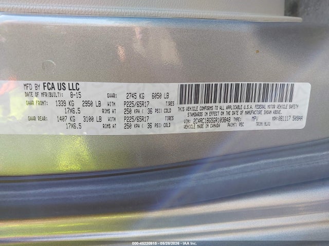Продаж на аукціоні авто 2016 Chrysler Town & Country Touring, vin: 2C4RC1BG5GR103848, номер лоту: 45220915