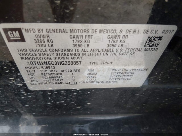 3GTU2NEC3HG358857 GMC Sierra 1500 Slt