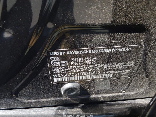2015 Bmw 535i Xdrive მანქანა იყიდება აუქციონზე, vin: WBA5B3C51FD545812, აუქციონის ნომერი: 45220975