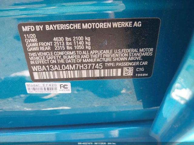 Продажа на аукционе авто 2021 Bmw M235i Gran Coupe Xdrive, vin: WBA13AL04M7H37745, номер лота: 45221078