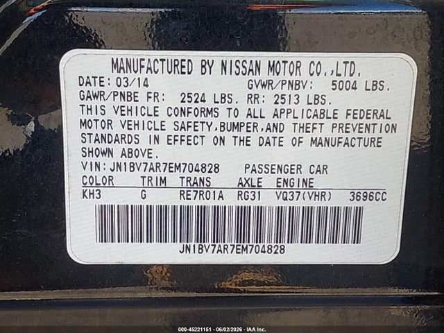 Infiniti Q50 Premium 2014 JN1BV7AR7EM704828 Image 9