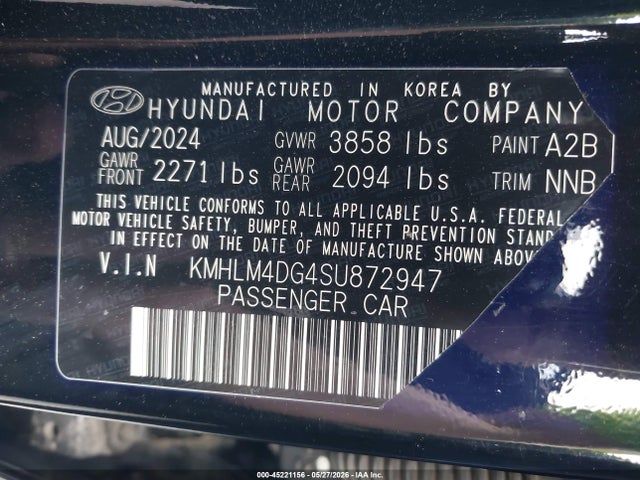 Aukcja sprzedaży 2025 Hyundai Elantra Sel Sport, vin: KMHLM4DG4SU872947, numer aukcji: 45221156