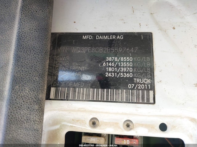 Продаж на аукціоні авто 2011 Mercedes-benz Sprinter 2500 High Roof, vin: WD3PE8CB2B5597647, номер лоту: 45221165