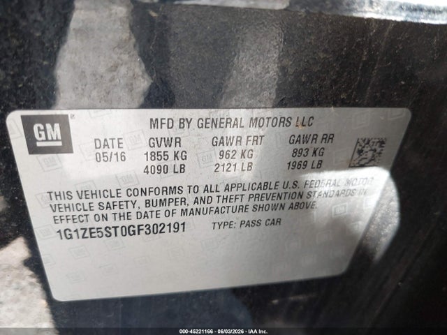 Aukcja sprzedaży 2016 Chevrolet Malibu 1lt, vin: 1G1ZE5ST0GF302191, numer aukcji: 45221166