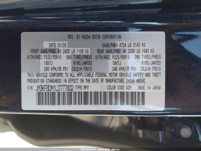 Aukcja sprzedaży 2020 Mazda Cx-5 Grand Touring, vin: JM3KFBDM1L0777802, numer aukcji: 45221216