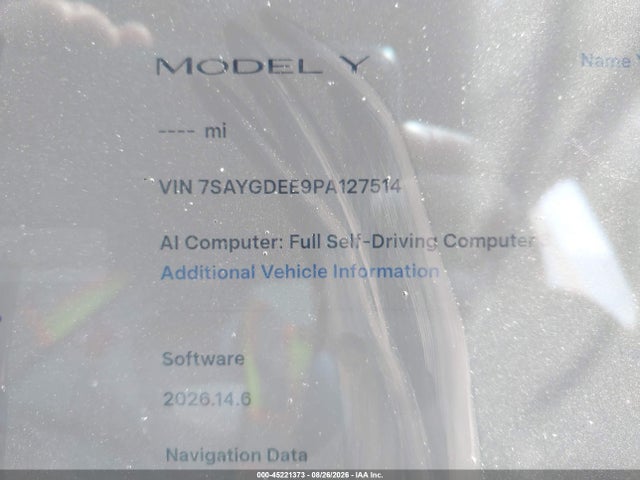 Aukcja sprzedaży 2023 Tesla Model Y Awd/long Range Dual Motor All-wheel Drive, vin: 7SAYGDEE9PA127514, numer aukcji: 45221373