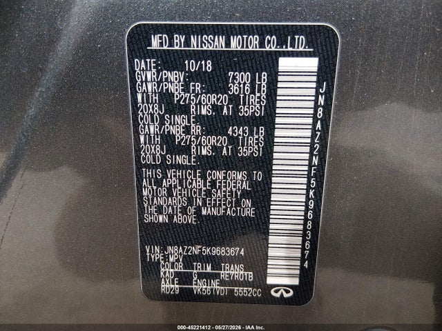 JN8AZ2NF5K9683674 Infiniti QX80 LUXE