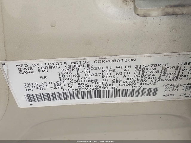 Продаж на аукціоні авто 2003 Toyota Rav4, vin: JTEHH20V736093387, номер лоту: 45221414