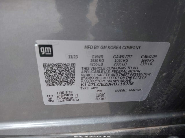 45221483 :رقم المزاد ، KL47LCE28RB116236 vin ، 2024 Buick Envista Avenir Fwd مزاد بيع