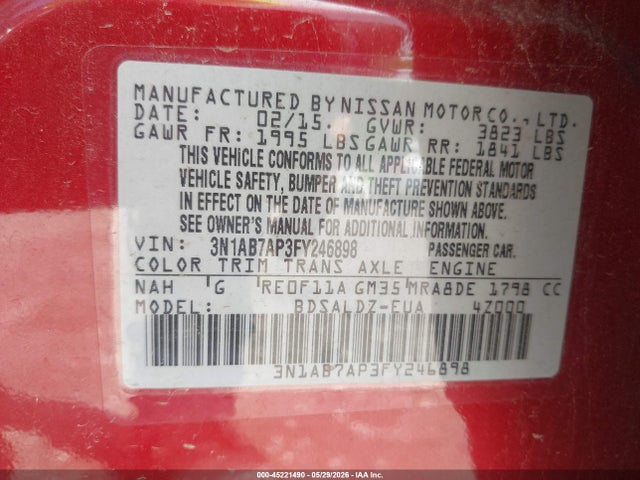 3N1AB7AP3FY246898 Nissan Sentra Fe+ S/s/sl/sr/sv