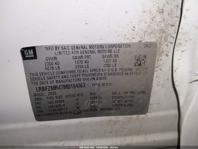 Aukcja sprzedaży 2021 Buick Envision Awd Preferred, vin: LRBFZMR47MD184363, numer aukcji: 45221492