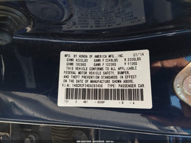 1HGCR2F34EA283456 Honda ACCORD LX