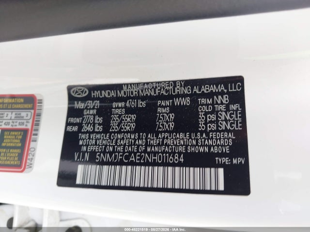 Hyundai TUCSON SEL 2022 5NMJFCAE2NH011684 Image 9