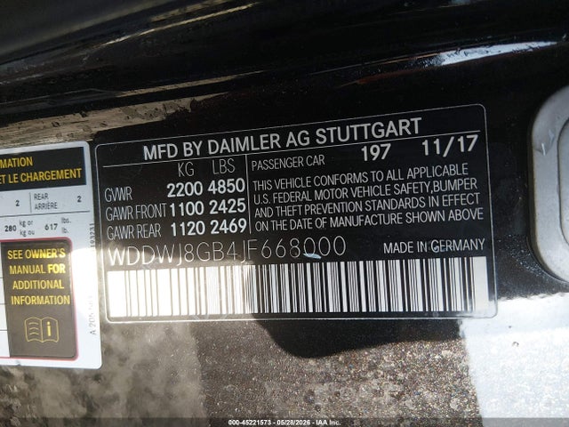 2018 Mercedes-benz Amg C 63 მანქანა იყიდება აუქციონზე, vin: WDDWJ8GB4JF668000, აუქციონის ნომერი: 45221573