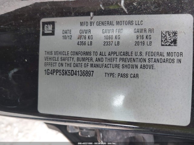 Продаж на аукціоні авто 2013 Buick Verano, vin: 1G4PP5SK5D4136897, номер лоту: 45221595
