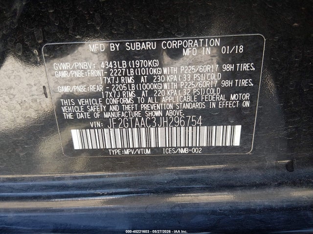 Subaru Crosstrek 2.0i 2018 JF2GTAAC3JH296754 Image 9