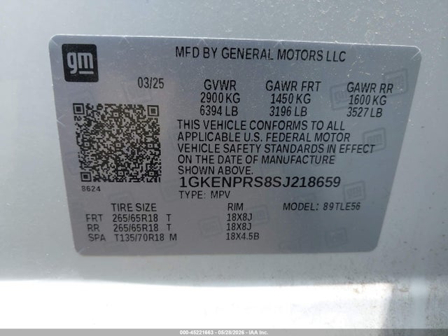 Продажа на аукционе авто 2025 Gmc Acadia Awd At4, vin: 1GKENPRS8SJ218659, номер лота: 45221663