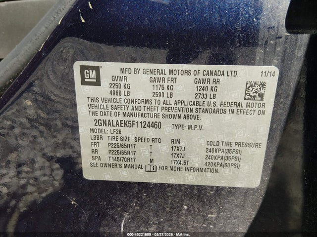 2GNALAEK5F1124460 Chevrolet EQUINOX LS