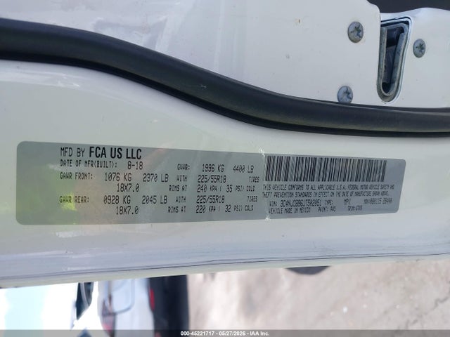 Aukcja sprzedaży 2018 Jeep Compass Altitude Fwd, vin: 3C4NJCBB6JT502051, numer aukcji: 45221717