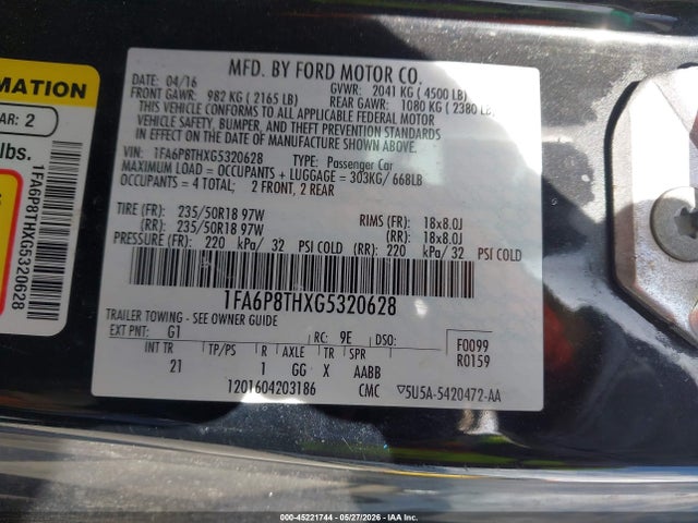 Ford Mustang Ecoboost 2016 1FA6P8THXG5320628 Image 9