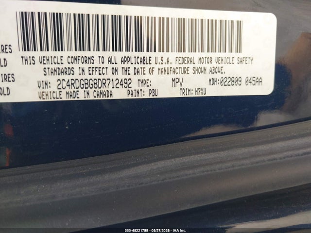 Продаж на аукціоні авто 2013 Dodge Grand Caravan Se, vin: 2C4RDGBG8DR712492, номер лоту: 45221798