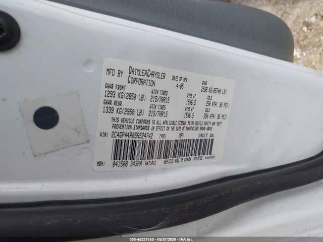 Продаж на аукціоні авто 2005 Chrysler Town & Country Lx, vin: 2C4GP44R05R524742, номер лоту: 45221850