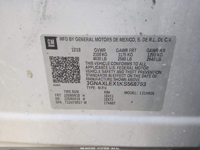Chevrolet EQUINOX LT 2019 3GNAXLEX1KS568753 Image 9