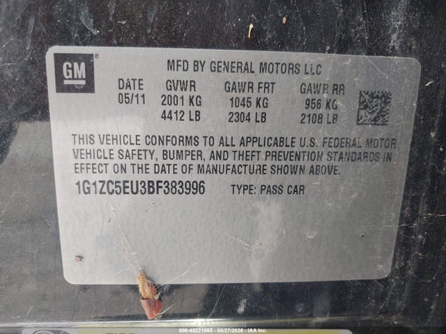 Продаж на аукціоні авто 2011 Chevrolet Malibu 1lt, vin: 1G1ZC5EU3BF383996, номер лоту: 45221865