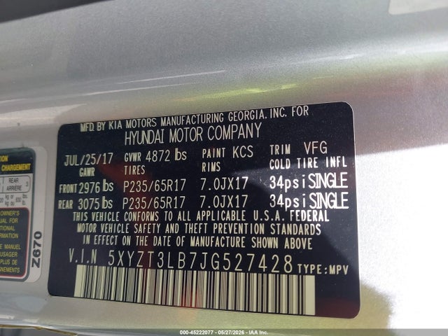 Продаж на аукціоні авто 2018 Hyundai Santa Fe Sport 2.4l, vin: 5XYZT3LB7JG527428, номер лоту: 45222077