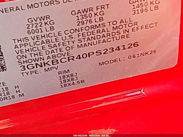 Продажа на аукционе авто 2023 Chevrolet Blazer Fwd 2lt, vin: 3GNKBCR40PS234126, номер лота: 45222246